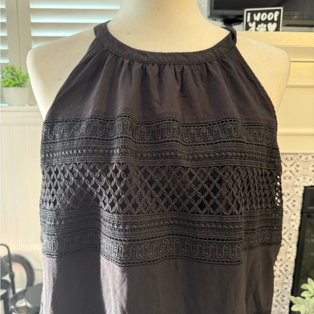 Black Halter Dress with Lace Detail